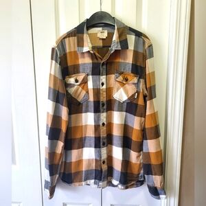 VANS - Size Medium Mustard Yellow/Tan Button-Down Plaid Shirt